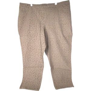 Isaac Mizrahi Live Mocha Leggings 26W Leopard Flocking Cotton Rayon (B16-170)